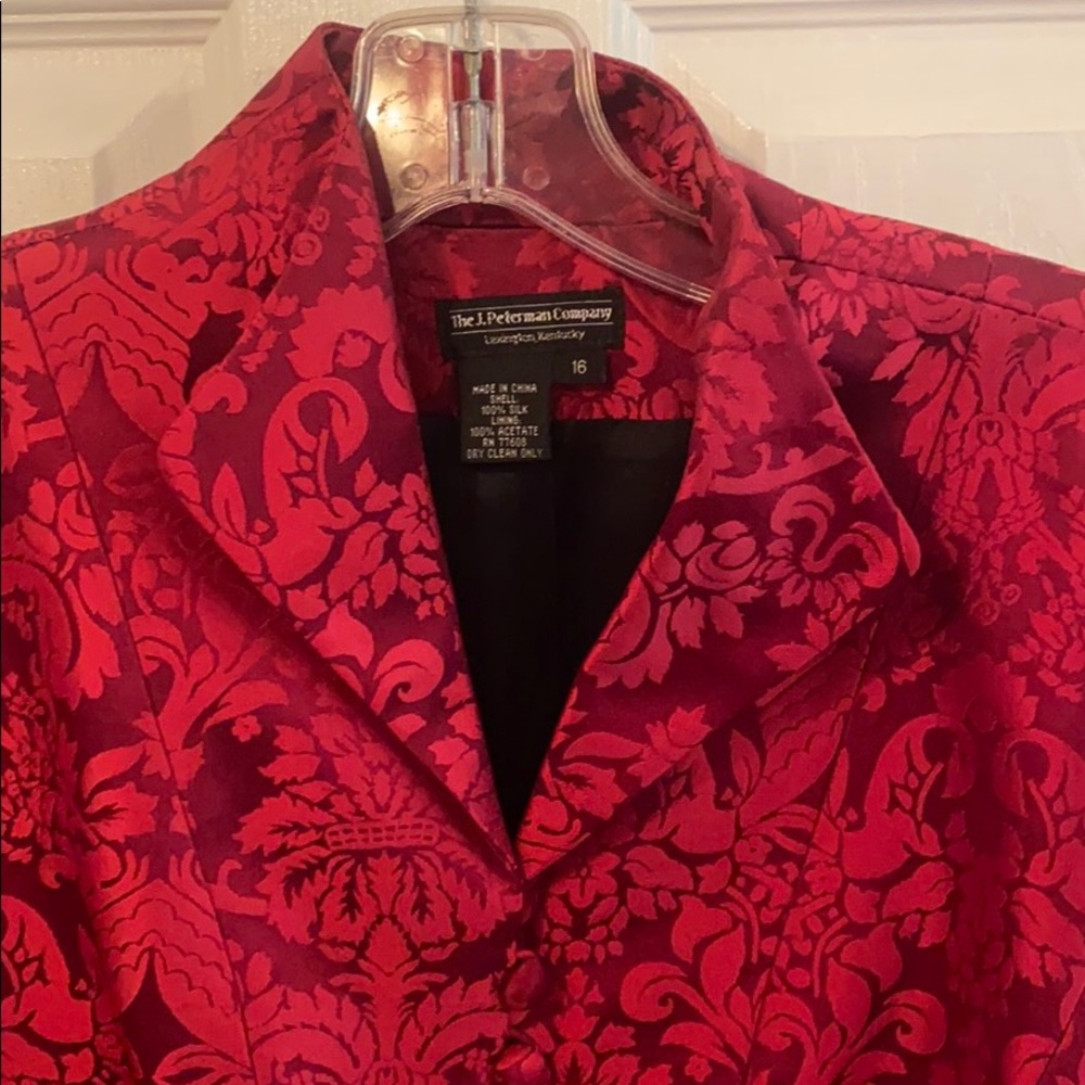 The J. Peterman women’s size 16 vintage red silk paisley jacket - Picture 3 of 8
